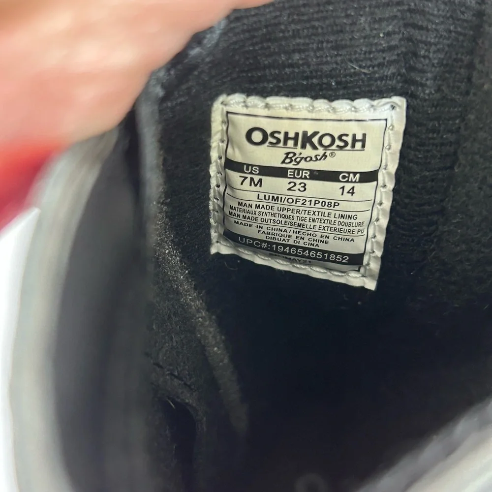 OshKosh B'gosh Black Mid-Calf Kids Zip Boots with Buckle Accent